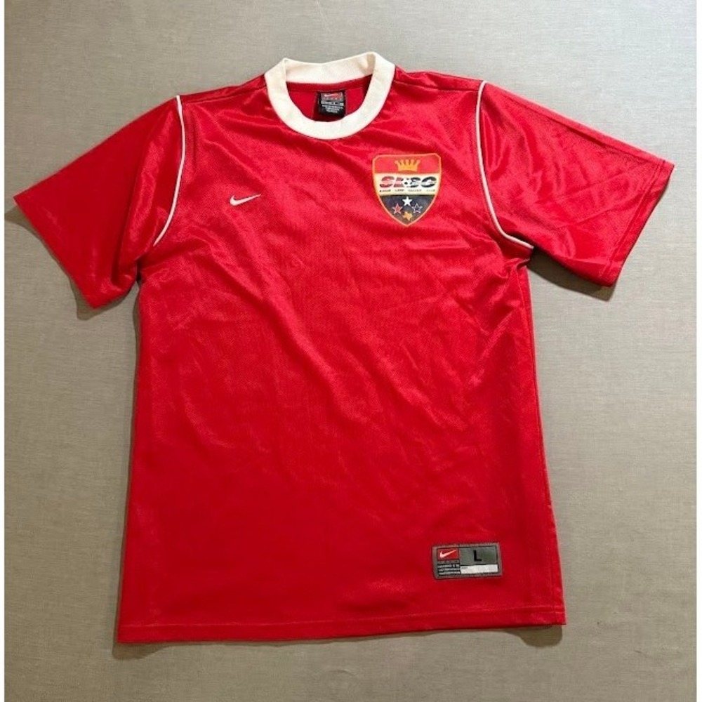 Vintage Nike Red Soccer Jersey SCBC Sugarland Soccer Club Short Sleeve Boys‎ L
